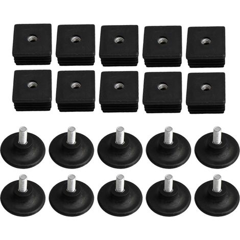 Pieds de meubles réglables à filetage M8 avec embouts carrés de 4 x 4 cm, lot de 10 (1/5)
