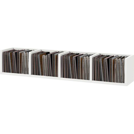 Wall Mount 84 CD / 56 DVD/Bluray/ Media Storage Rack 4 Cubes Wooden Shelf Organizer Unit Bookcase Display, White (1/5)