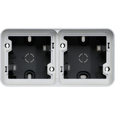 cubyko Boîte double horizontale vide avec 4 entrées associable gris IP55 HAGER WNA685