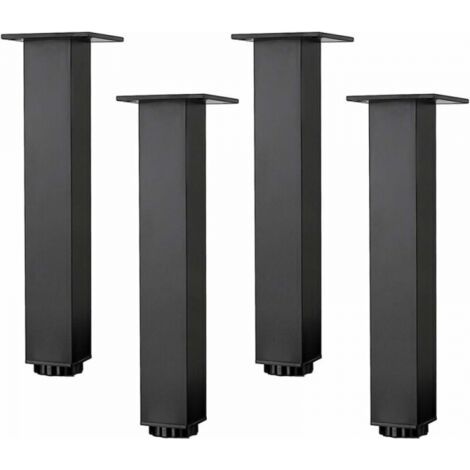 Pieds de meuble en aluminium à hauteur réglable, pieds de table de canapé, pieds de commode de salle de bain, 12cm, noir mat, avec vis, lot de 4 (35cm/13.8in)