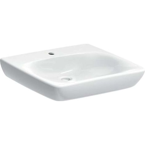 Geberit Selnova Comfort - Lavabo 55x55 cm, senza barriere, con 1 foro per miscelatore, senza troppopieno, bianco 500.187.01.7 (1/2)