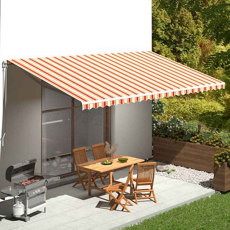 Tissu de remplacement pour auvent-Toile de rechange pour auvent Jaune et orange 6x3,5 m (1/5)