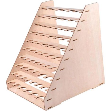 Porte-pigments Bois Support Rotatif Peinture Organisateur Étagère Plateau Stockage Fonction DIY Adapté pour Rangement Pigments Outils Artisanat 30x32x (1/5)