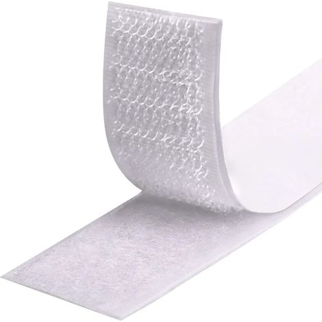 Ruban adhésif double face auto-agrippant 5 m, très forte adhérence, 20 mm de large, bande auto-collante avec fermeture velcro (blanc) (1/5)