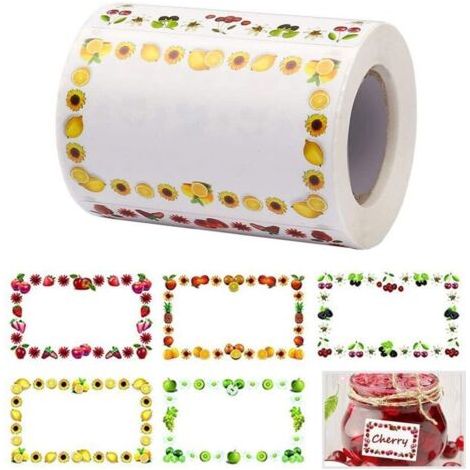 Étiquettes, 250 autocollants/rouleau, motif fruits, bordures colorées, autocollants marqueurs de classification, étiquettes autocollantes, adaptées aux pots de confiture et plus encore (1/5)