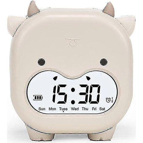 Réveil enfant, réveil numérique, rechargeable, kaki clair (1/5)