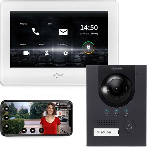 GOLIATH PRO IP Video Türsprechanlage  App  Anthrazit  1-Familie  7 Zoll  Aufputz  180 Grad