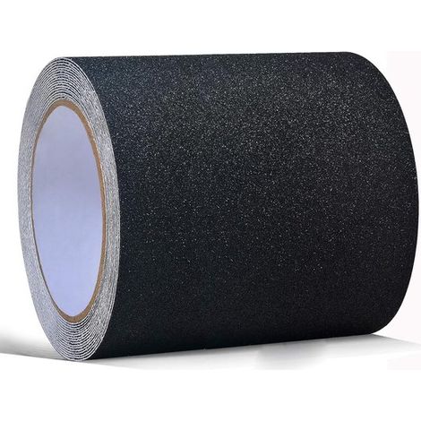 Cinta antideslizante, Tiras adhesivas antideslizantes, Cinta, PVC, Cinta antideslizante para escaleras, Resistente al agua, 15 cm 5 m, Negra (1/5)