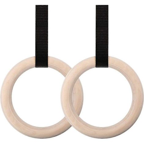anneaux de gymnastique en bois avec élastiques en nylon réglables de 3 cm (1/5)