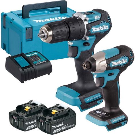 Makita 18v DLX2414J Brushless Kit DHP487 Hammer Drill DTD157 Impact Driver 3ah (1/5)