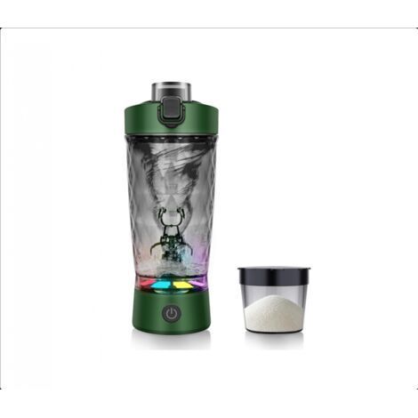 Electric Protein Shaker 650ml with Powder Compartment, USB Bottle, BPA Free, Olive Green (1/5)