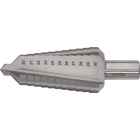 Stufenbohrer Bohrber.20-30mm HSS ger.genutet Z.2 Stufen 11 TECWERK (1/3)