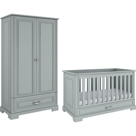 Mitwachsendes Bett 70x140 und 2-türiger Schrank Bellamy Ines Grau (1/5)
