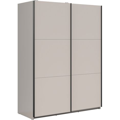 Armoire placard à 2 portes coulissantes coloris Beige Kashmir - Longueur 153,5 x Profondeur 60 x Hauteur 195,5 cm (1/5)