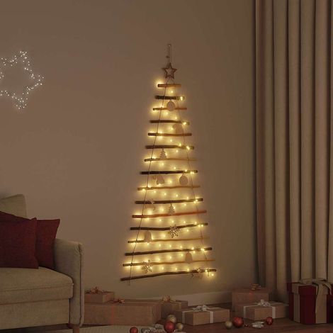 Weihnachtsbaum mit 80 LEDs Natur 150 cm Massives Eschenholz