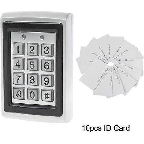 Clavier de contrôle d'accès métallique avec lecteur de cartes EM, 1000 utilisateurs, sonnette, lecteur de cartes 125 kHz, clavier pour système de contrôle d'accès AC et 10 cartes d'identification (1/5)