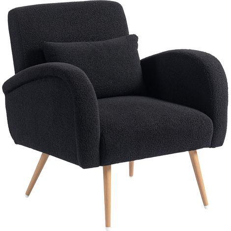 Teddy Fleece Accent Chair Black (1/5)