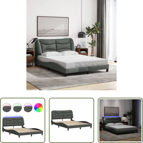 LED-Leuchten - Bettgestell mit LED ohne Matratze "Hvar" Dunkelgrau 120x200 cm Stoff (1/5)