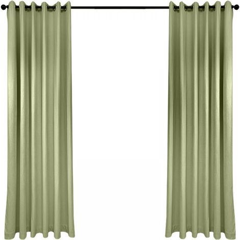 2-PC Sage Green Solid Blackout Room Darkening Panel Curtain Set, Two (2) Window Treatments of 37" Wide x 84" Length Each Panel. (1/5)