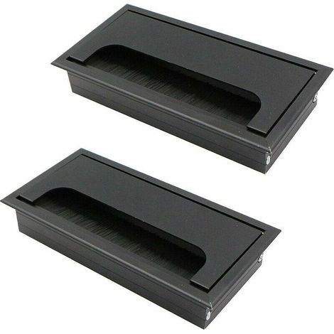 VURAHOME - Passe Cables Encastrables Bureau 2 Pièces en Alliage d'aluminium 160 mm 80 mm Avec Joint Brosse pour Bureaux Rangement et Organisation des Fils Accessoires de Bureau Robuste et Durable. (1/5)