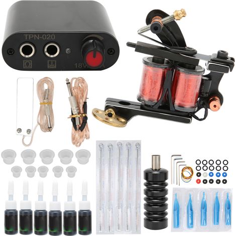 Kit complet pour machine à tatouer, bobine, alimentation noire, accessoires professionnels, prise 90-265VEU (1/5)
