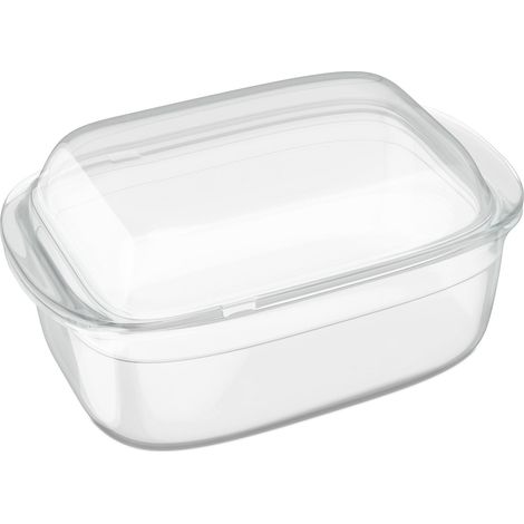 Plat à four, avec couvercle, en verre, 4,5 litres, pour faire des lasagnes ou du tiramisu, transparent (1/5)