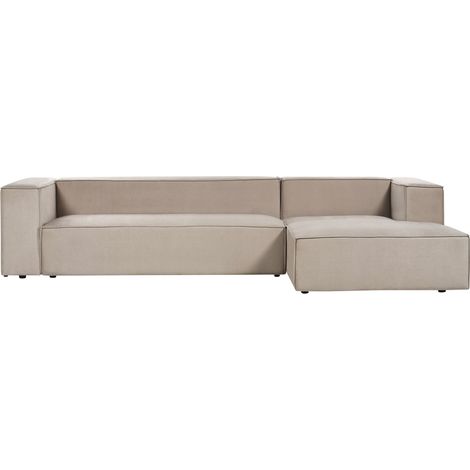 Ecksofa 3-Sitzer VERNON Samtstoff Taupe linksseitig (1/5)
