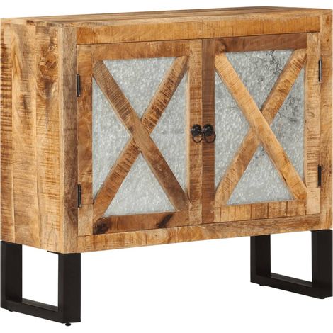 Sideboard 80x30x71 cm Massives Raues Mangoholz und Metall