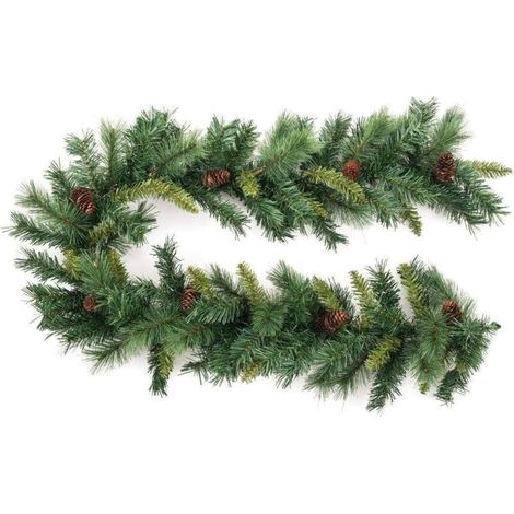 Ac-Deco – Guirlande lumineuse de Noël 180 cm en PVC – Branches de pin et pommes de pin – Décoration intérieure et extérieure – Ambiance festive