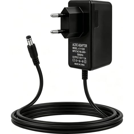 12V 3A Adaptateur Secteur Alimentation AC-DC 230V 240V 50/60Hz 36W Transformateur d'alimentation Universel pour Bandes LED, Caméras, Routeurs (5,5mm2,1mm)