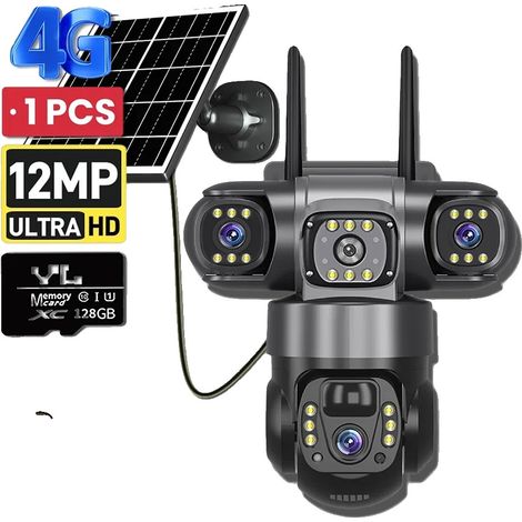 Cámara IP con energía solar, 15 MP HD, visión nocturna, conexión 4G, incluye tarjeta de 128 GB. (1/2)