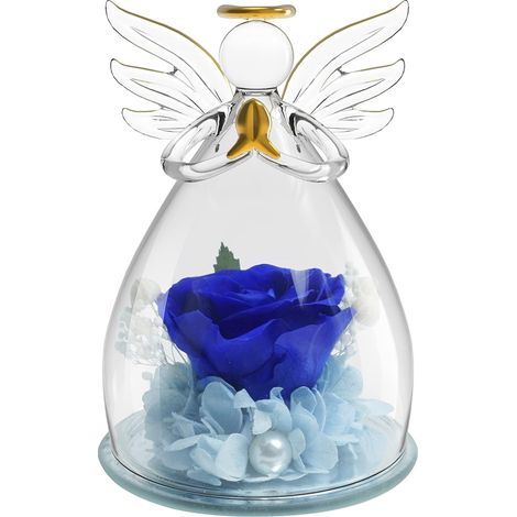 Forever Rose Angel Cadeaux Femme , Fleur Artificielle Fleurs éternelles Galaxy ,maitressedecole Rose Cadeaux maitressedecole mères Fete des, Saint Valentin, Anniversaire et Anniversaire (Bleu) (1/5)