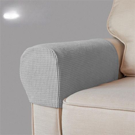 Housse d'accoudoir de canapé - antidérapante et lavable Amovible anti-rayures laiteux Gris (1/5)
