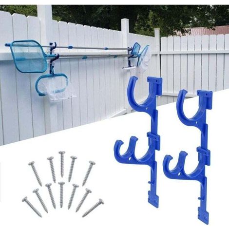 2 Pièces Support en Plastique pour Cintres De Poteau De Piscine,avec Support De Stockage De Vis, Support pour Poteaux De Piscine en Plastique avec Rangement À Vis pour Accessoires De Nettoyage