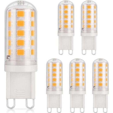 G9 3W 430lm LED bulb, equivalent to a 40W halogen bulb, warm white 3000K, 220-240V, CRI 85, energy-saving ceramic base, non-dimmable, standard G9 base, 6-pack [Energy class D]