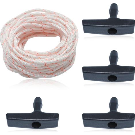 Corde de Démarreur,Corde de Démarrage Tondeuse à Gazon 10 mètres Ø4mm,Corde de Traction avec 4 Pièces Poignée de Démarrage Adaptée Aux Tondeuses à Gazon, Tronçonneuses, Coupe-Bordures (1/5)