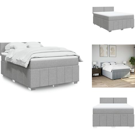 Boxspringbett mit Matratze Hellgrau 140x200 cm Stoff - Boxspringbett - Boxspringbetten - Bett - Schlafzimmermöbel (1/5)
