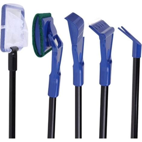 Kit de nettoyage aquarium - BIGILANTUH - 5 en 1 - Épuisette - Râteau de gravier - Brosse éponge (1/4)