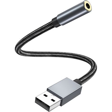Adaptateur audio USB vers prise jack 3,5 mm (femelle) gris (1/5)
