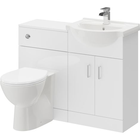 Alexander James Gloss White 1050mm 2 Door Vanity Unit Toilet Suite (1/5)