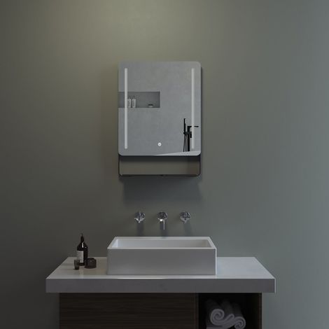 Wandspiegel 70x50 cm LED Dekorspiegel mit schwarzem Aluminiumrahmen für Badezimmer, Schlafzimmer oder Ankleidezimmer (1/5)