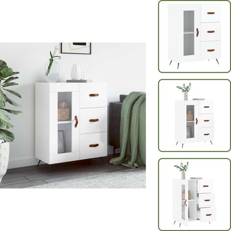 Sideboard Hochglanz-Weiß 69,5x34x90 cm Holzwerkstoff - Sideboard - Wohnwand - Wohnzimmermöbel - Holz Sideboard - Weißer Sideboard (1/5)