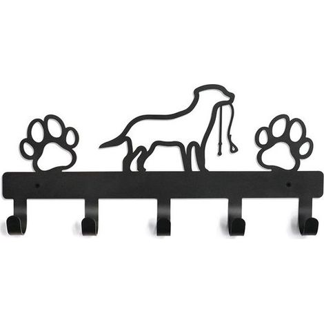 Porte-manteau mural chien en métal - Pour laisse, collier et clés - Décoration maison - Motif chien (1/5)