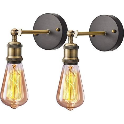 Apliques de pared de estilo industrial, paquete de 2, apliques retro con portalámparas, adecuados para restaurantes, bares y hoteles -FS- (1/3)