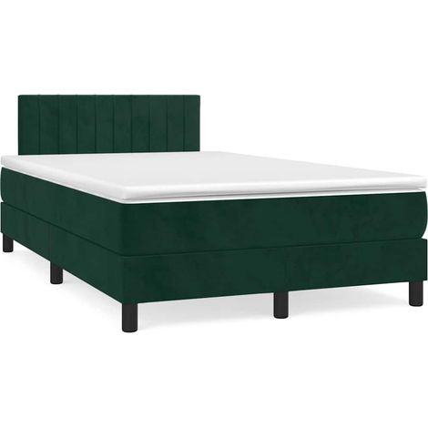 Cama box spring con colchón terciopelo verde oscuro 120x190 cm (1/5)