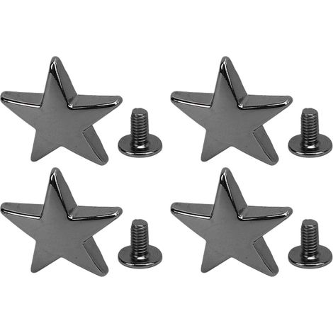 10 Stück Metallsternnieten, 20 mm, hochglänzend, aus Zinklegierung, mit 7-mm-PH-Schrauben für Kleidung, Schuhe, Jacken, silber/schwarz (1/5)