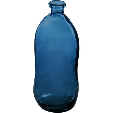 Vase Dame Jeanne - recyceltes Glas - sturmblau H 51 cm