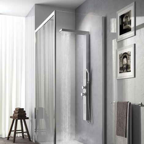 Pannello doccia in acciaio inox h155 cm con getto a cascata e deviatore acqua a 4 vie Cascade 00 (1/4)