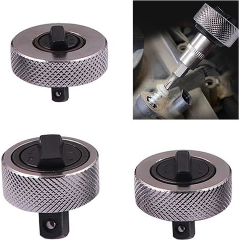 Llave de vaso pequeña, trinquete reversible, construcción de acero para accionamiento de 6,35 mm (1,27 cm), herramienta automotriz compacta (juego de 3 piezas) (1/3)