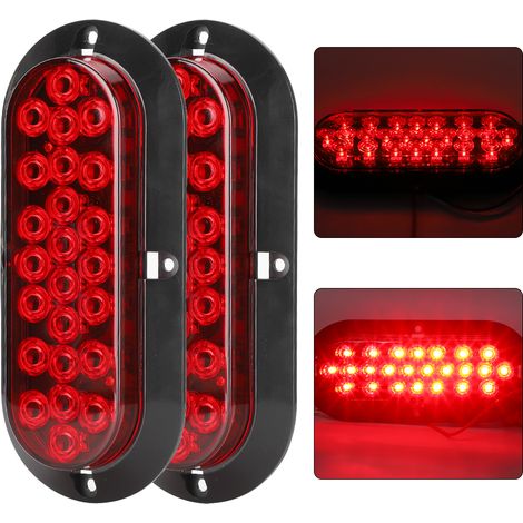2 Stück 6 Zoll 24 LED Oval Rote Brems- und Rückleuchten Wasserdicht Rücklicht für LKW Anhänger 12V (1/5)